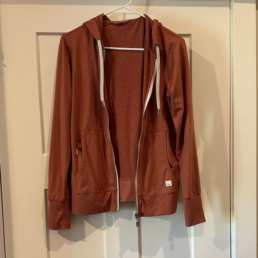 Vuori Brick Red Zip-Up Hoodie